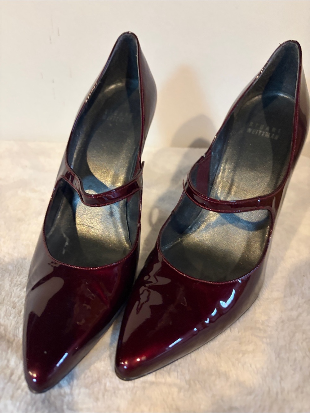 Stuart Weitzman Women's Patent Mary Jane Pumps - Deep Wine